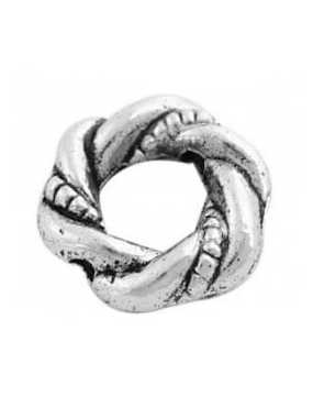Sachet de 10 Perles anneaux tresses en metal couleur argent tibetain-11mm