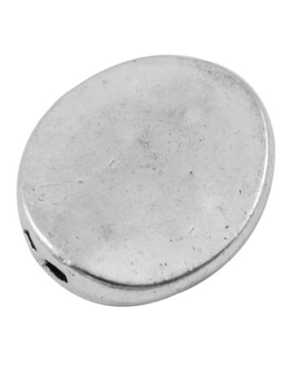 Perle plate et lisse ovale couleur argent tibetain-15mm