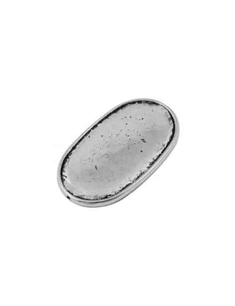 Grande perle plate ovale et lisse couleur argent tibetain-27.5mm