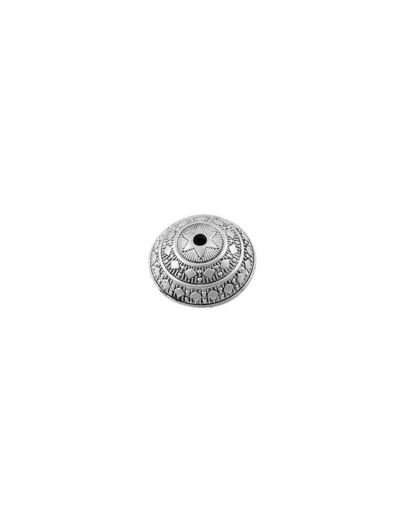 Superbe perle lentille en metal couleur vieil argent-23mm