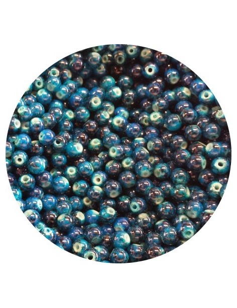 Lot de 50 perles en verre peint premier prix bleu marine-6mm