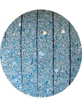 Lacet fantaisie plat 10mm effet quartz turquoise-vente au cm