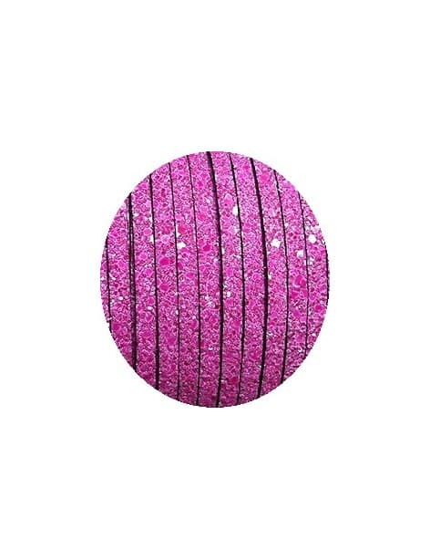 Lacet fantaisie plat 5mm quartz rose-vente au cm
