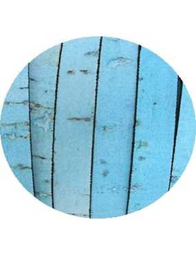 Lacet fantaisie plat 10mm liege bleu pastel-vente au cm