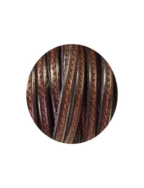 Cordon de cuir plat 5mm marron couture marron-vente au cm