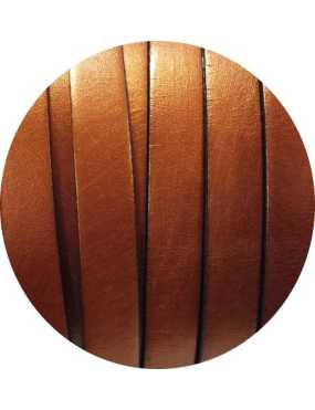 Cordon de cuir plat 10x2mm caramel metallise vendu au metre
