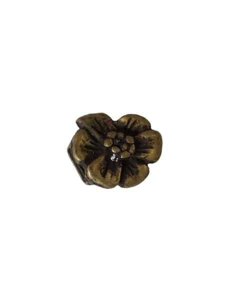 Passant fleur bronze pour lacet plat de 6mm
