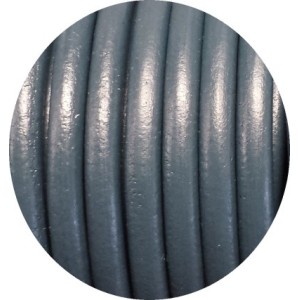 Lacet de cuir rond bleu gris Espagne-5mm