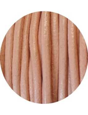 Lacet de cuir rond saumon clair Espagne-5mm