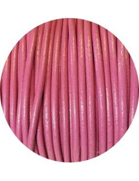 Cordon de cuir rond couleur fuchsia-3mm-Espagne