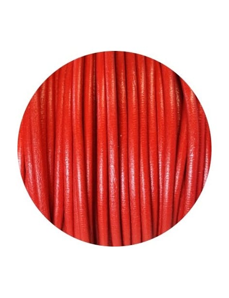 Cordon de cuir rond couleur corail-3mm-Espagne