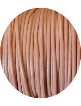 Cordon de cuir rond saumon clair-2mm-Espagne