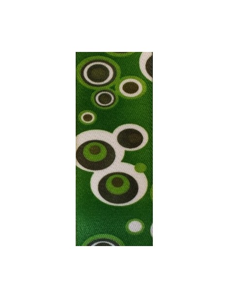 Elastique fantaisie plat 36mm imprime bulles vert-vente au cm