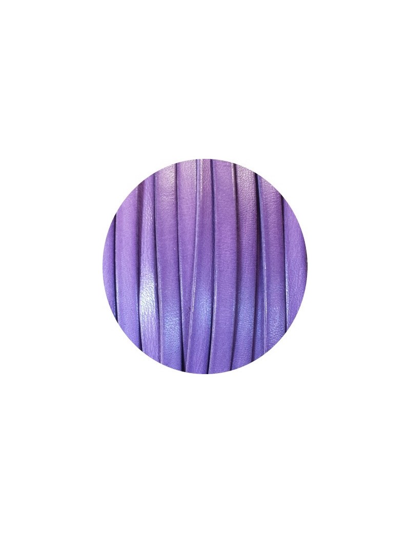 Cordon de cuir plat 6mm x 2mm violet-vente au cm