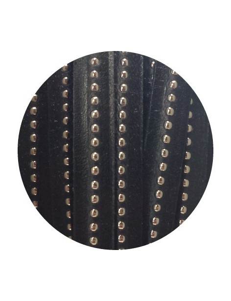 Cordon de cuir plat 10mm noir a billes-vente au cm