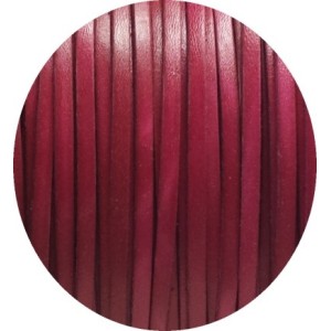 Cordon de cuir plat 5mm rouge violet vendu au metre