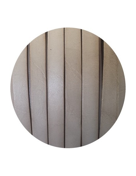 Cordon de cuir plat de 10mm gris clair taupe vendu au metre