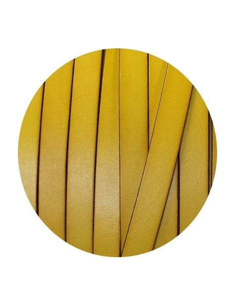 Cordon de cuir plat de 10mm jaune vendu au metre