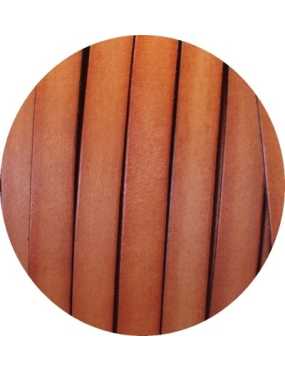 Cordon de cuir plat de 10mm orange brule vendu au metre