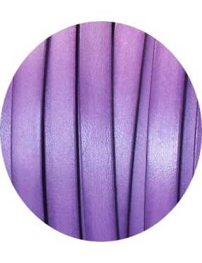 Cordon de cuir plat de 10mm violet vendu au metre