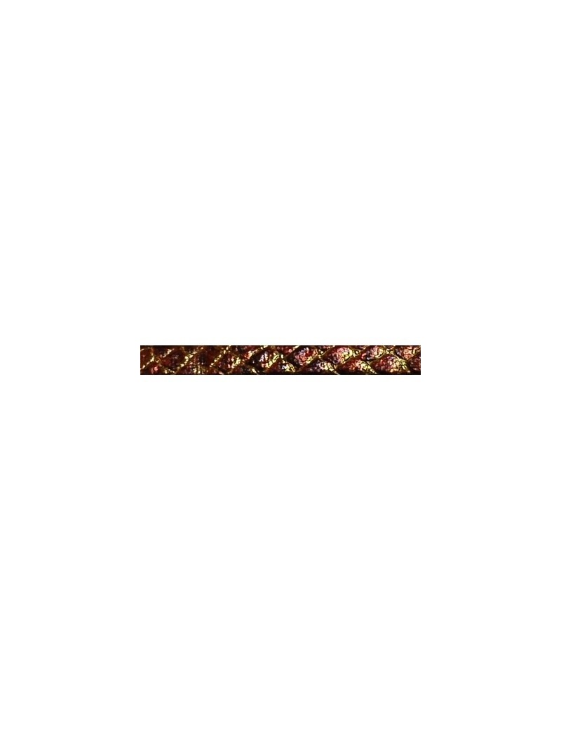 Lacet fantaisie plat 5mm aspect serpent cuivre bronze-vente au cm