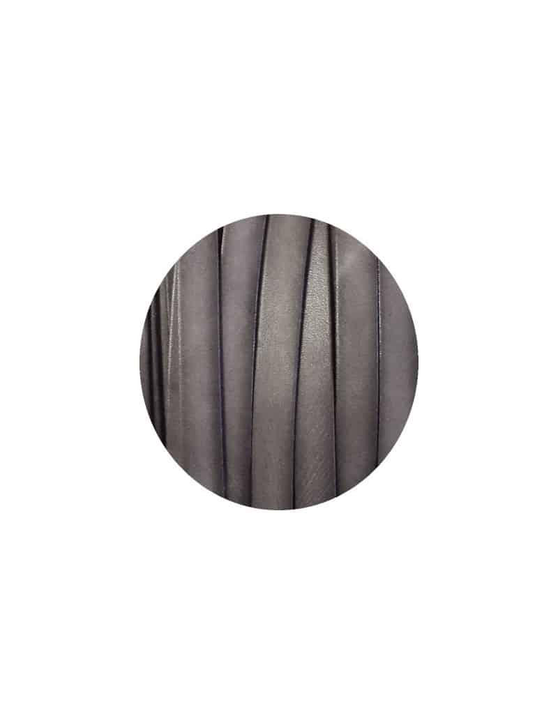 Cordon de cuir plat de 10mm gris marbre-vente au cm