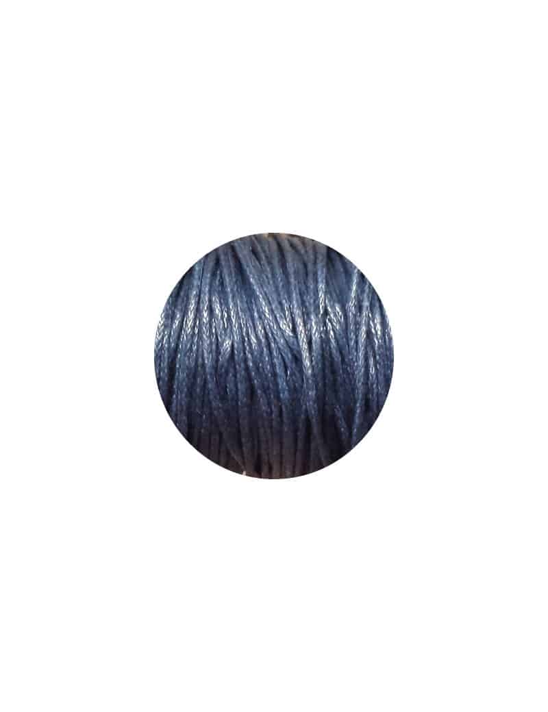 Cordon de coton cire bleu fonce-1mm