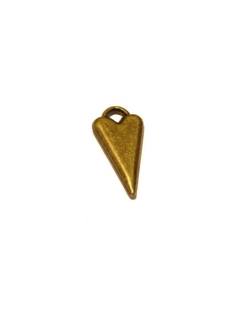 Pampille ou breloque pendant coeur couleur bronze antique-22mm
