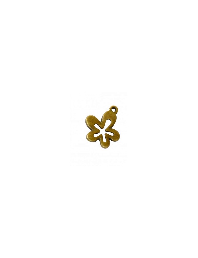 Pampille ou breloque breloque fleur a cinq petales couleur bronze-17mm