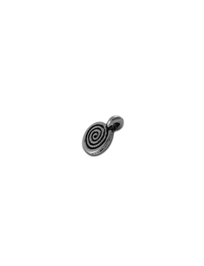 Lot de 10 pampilles disque spirale en metal couleur argent tibetain-11.5mm
