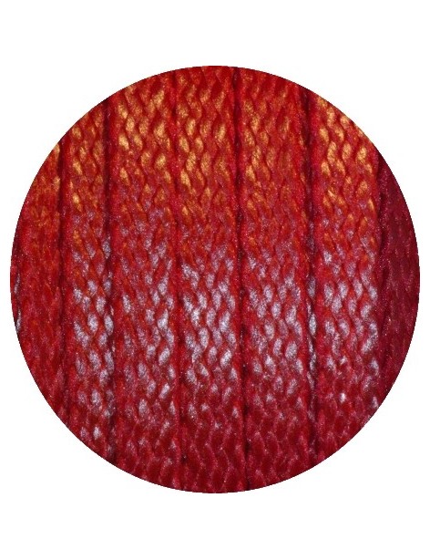 Tresse plate aspect cuir de couleur rouge-vente au cm