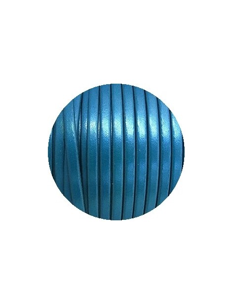 Cordon de cuir plat 5x2mm bleu nacre-vente au cm
