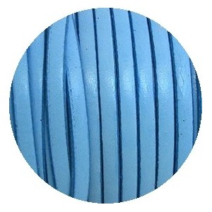 Cordon de cuir plat 5x2mm bleu ciel-vente au cm