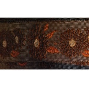 Galon polyester fleurs marrons tissées fabriqué en France-24mm