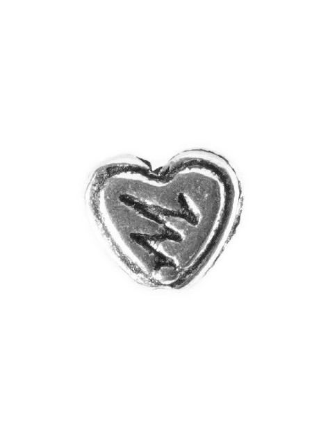 Perle coeur en metal couleur argent tibetain sans plomb et sans nickel-7mm
