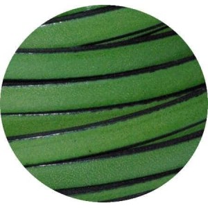 Cordon de cuir plat 5mm vert-vente au cm