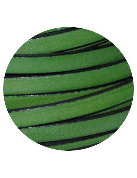 Cordon de cuir plat 5mm vert-vente au cm