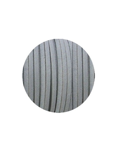 Laniere de cuir plat gris clair avec poils-5mm