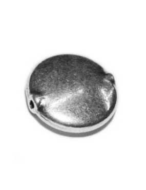 Perle lentille lisse de 18mm en métal couleur argent tibétain