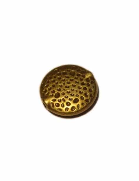 Perle lentille martelée en métal couleur bronze