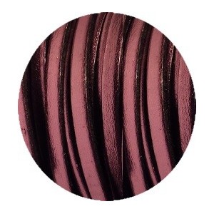 Cordon de cuir plat 5mm rose métallique-vente au cm
