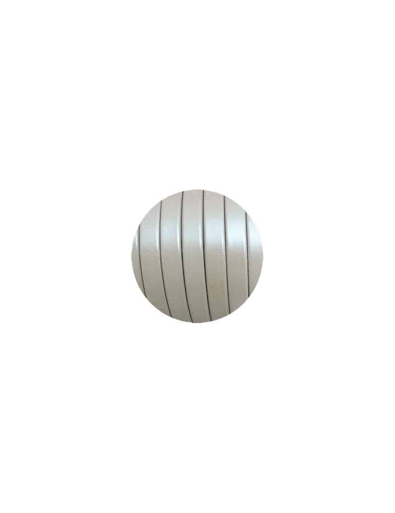 Cordon de cuir plat 10mm de couleur blanc nacré-vente au cm