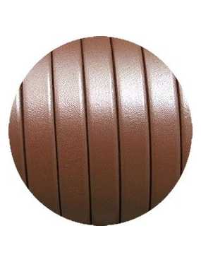 Cordon de cuir plat 10mm de couleur marron nacré-vente au cm