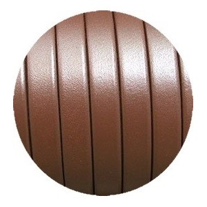 Cordon de cuir plat 10mm de couleur marron nacré-vente au cm