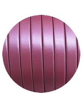 Cordon de cuir plat 10mm de couleur rose nacré-vente au cm
