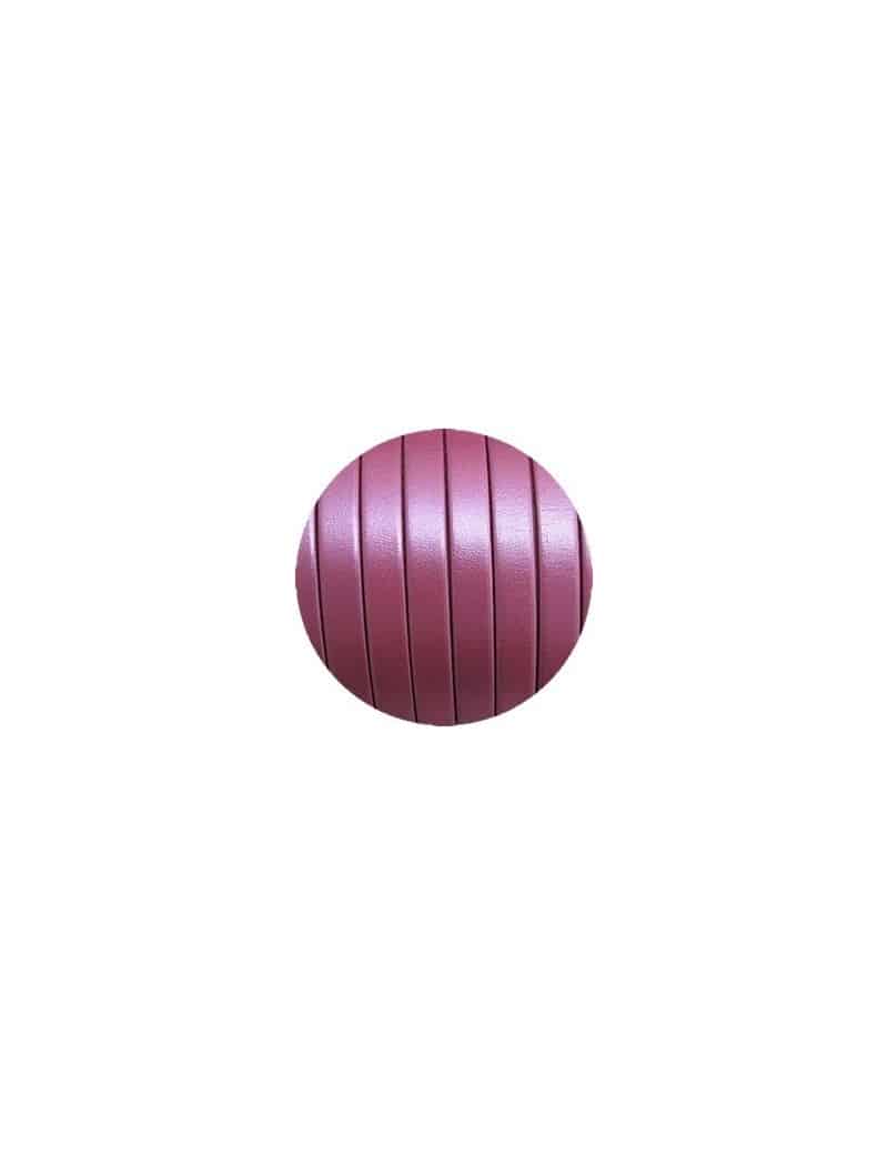Cordon de cuir plat 10mm de couleur rose nacré-vente au cm