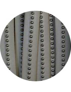 Cordon de cuir plat 10mm taupe clair a billes-vente au cm