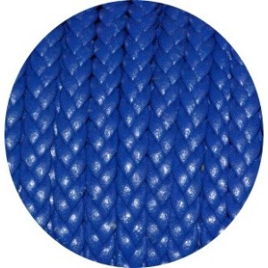 Cordon de cuir plat tresse 5mm bleu électrique vendu au mètre