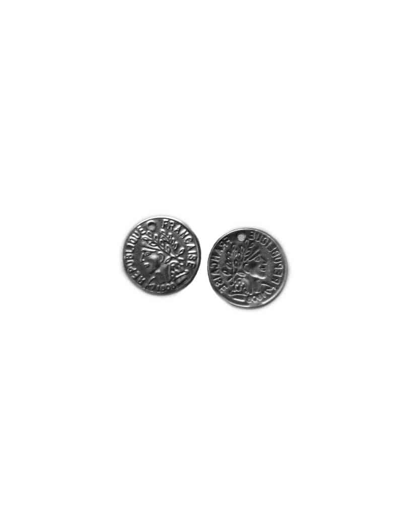 Lot de 10 petites pièces placage argent-15mm