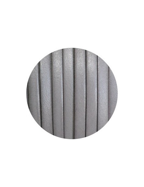 Cordon de cuir plat 5mm gris clair vendu au metre